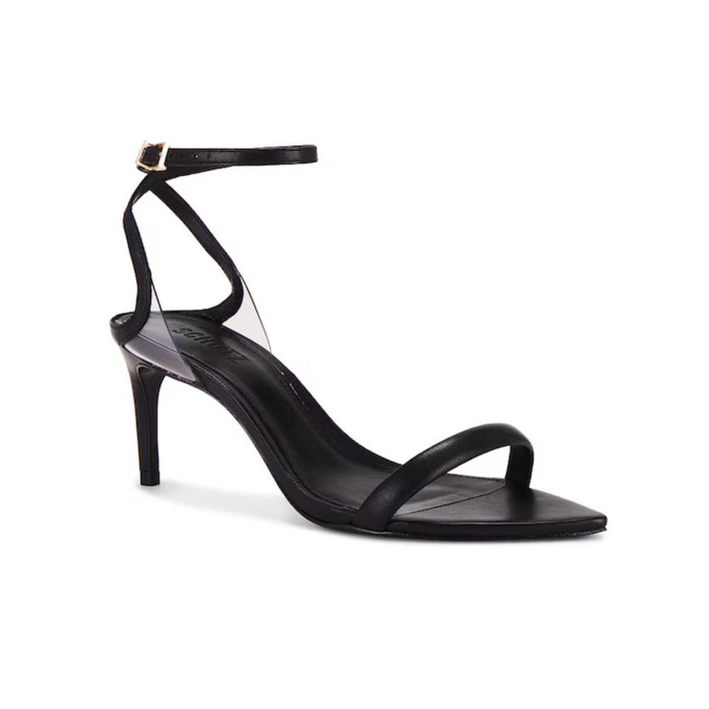 Like new! Schutz Skye Sandal in Black & Transparente, size 8.5
